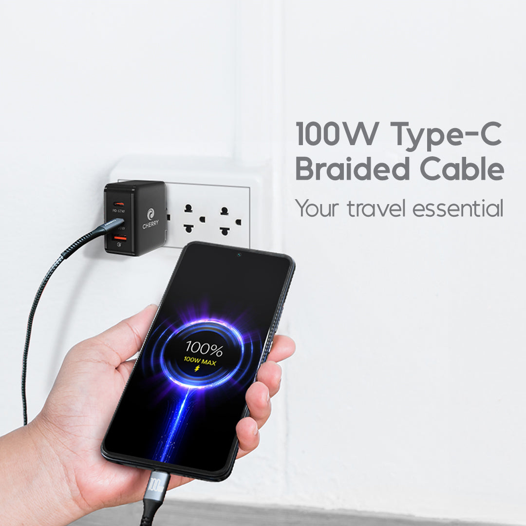 CHERRY 100W USB–C Braided Cable